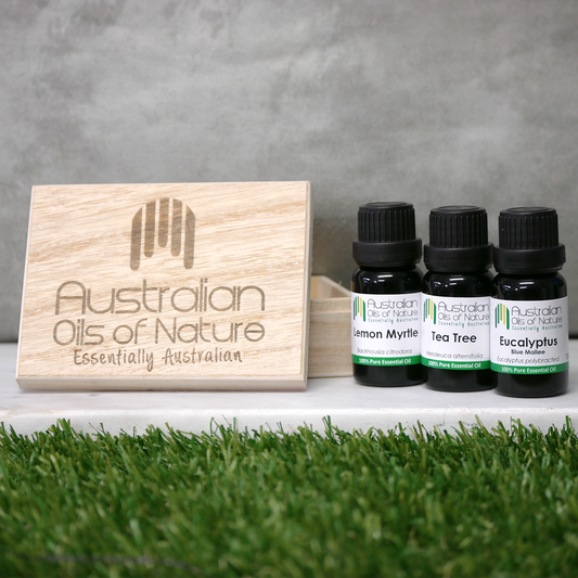 Aussie Essential Oil Bundle: Tea Tree, Lemon Myrtle & Eucalyptus Blue Mallee